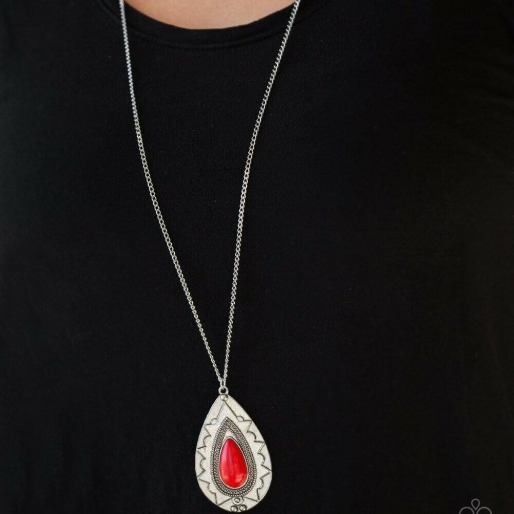Paparazzi Sedona Solstice Red Necklace and Earring Set